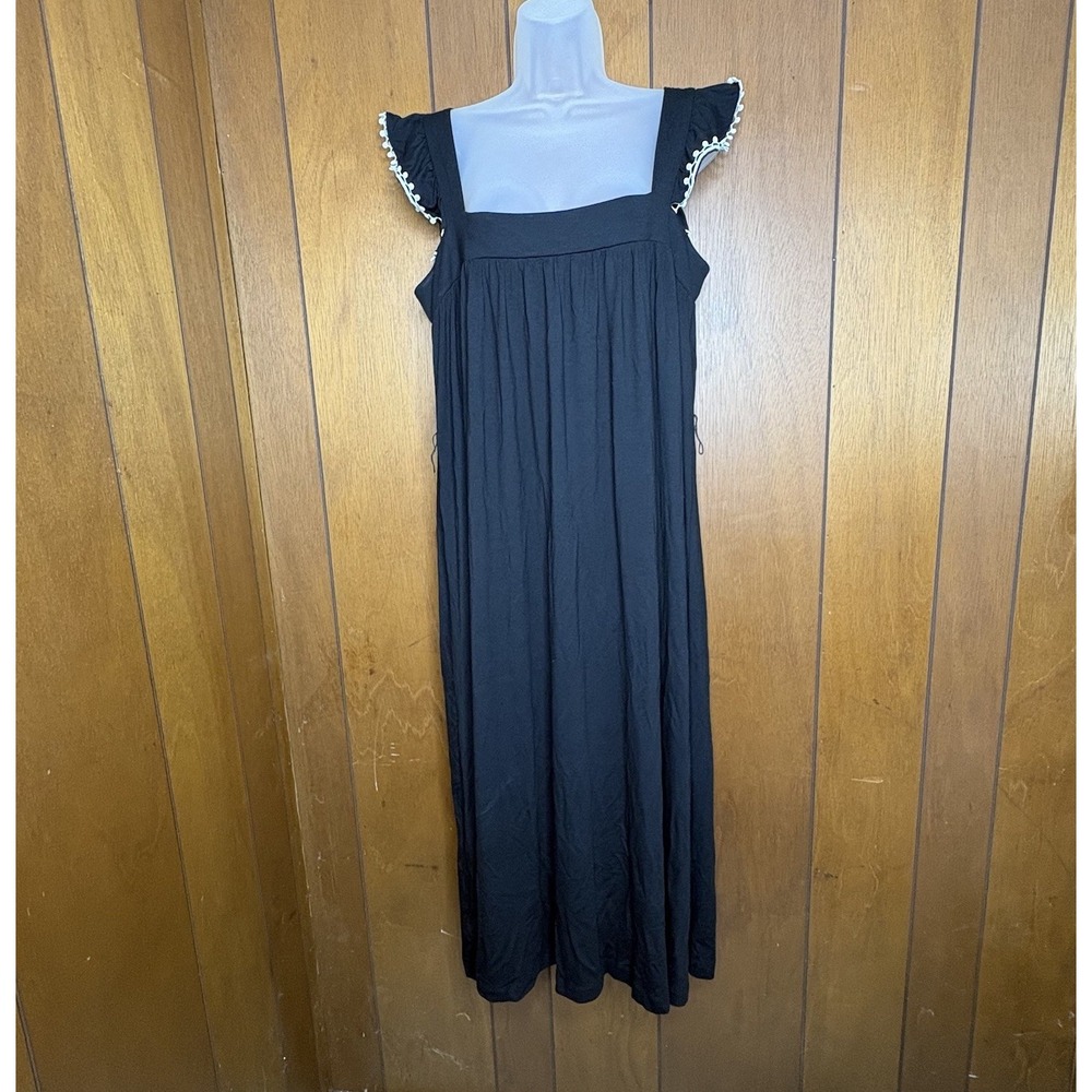 LOFT Dress Women's M Black Maxi Flutter Sleeve Empire Waist Cottagecore Prairie